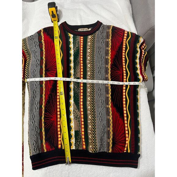 VTG COTTON TRADERS Coogi Style Sweater Mens Large Multicolor 3-D Texture Cotton - Picture 9 of 10